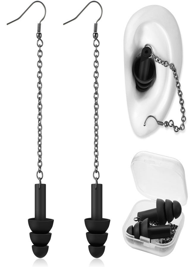 أقراط سدادات أذن من ميسداري مع علبة، مصنوعة من السيليكون الناعم، مثالية للحفلات الموسيقية، والمهرجانات، ومنسقي الأغاني، والنوادي الليلية، والسفر، وعازفي الطبول، وغيرها من المناسبات الصاخبة، لون أسود - Image 1